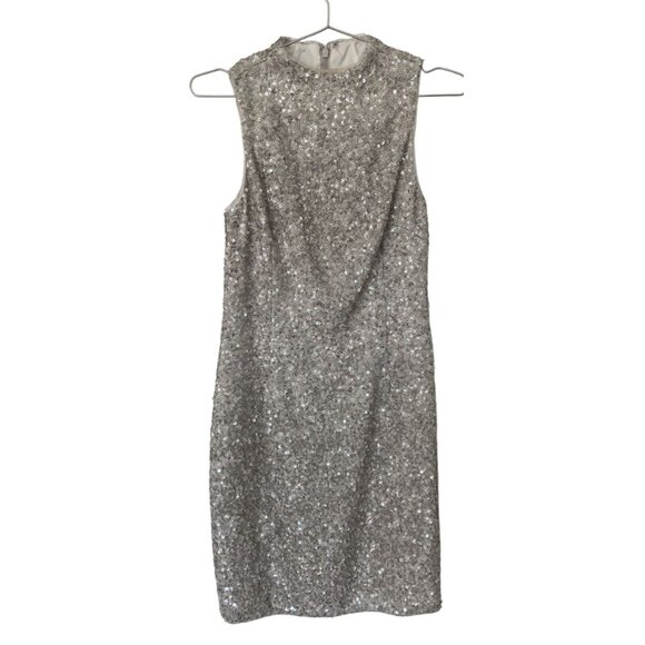 AIDAN MATTOX Sequin silver cocktail dress‎ size 2 - Picture 12 of 12